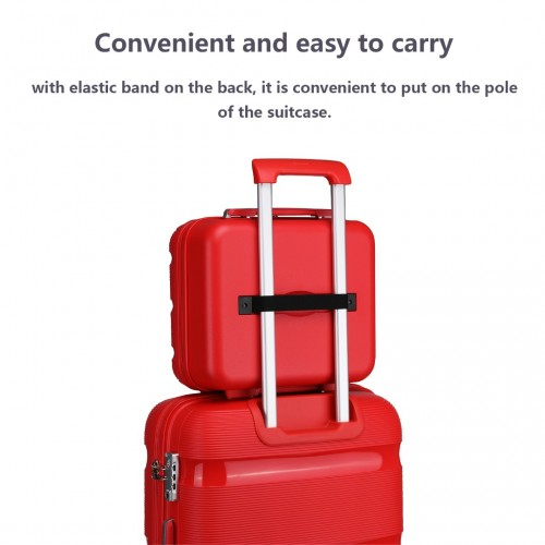 K2092L - Kono 14 Inch Bright Hard Shell PP Vanity Case - Red