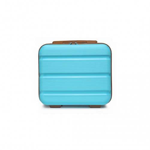 K2092L - Kono 14 Inch Bright Hard Shell PP Vanity Case - Blue and Brown