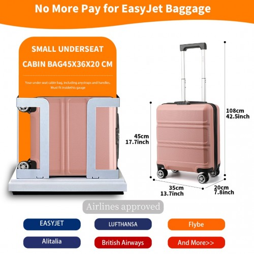 K1871-1L - Kono ABS 16 Inch Sculpted Horizontal Design Cabin Luggage - Nude
