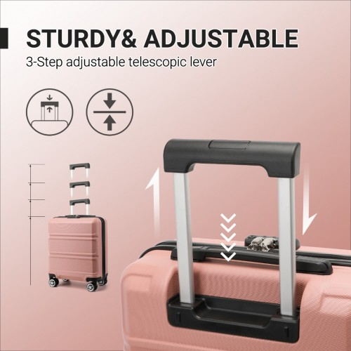 K1871-1L - Kono ABS 16 Inch Sculpted Horizontal Design Cabin Luggage - Nude