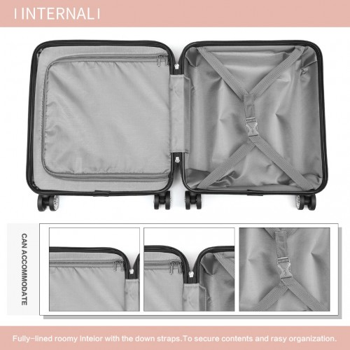 K1871-1L - Kono ABS 16 Inch Sculpted Horizontal Design Cabin Luggage - Nude