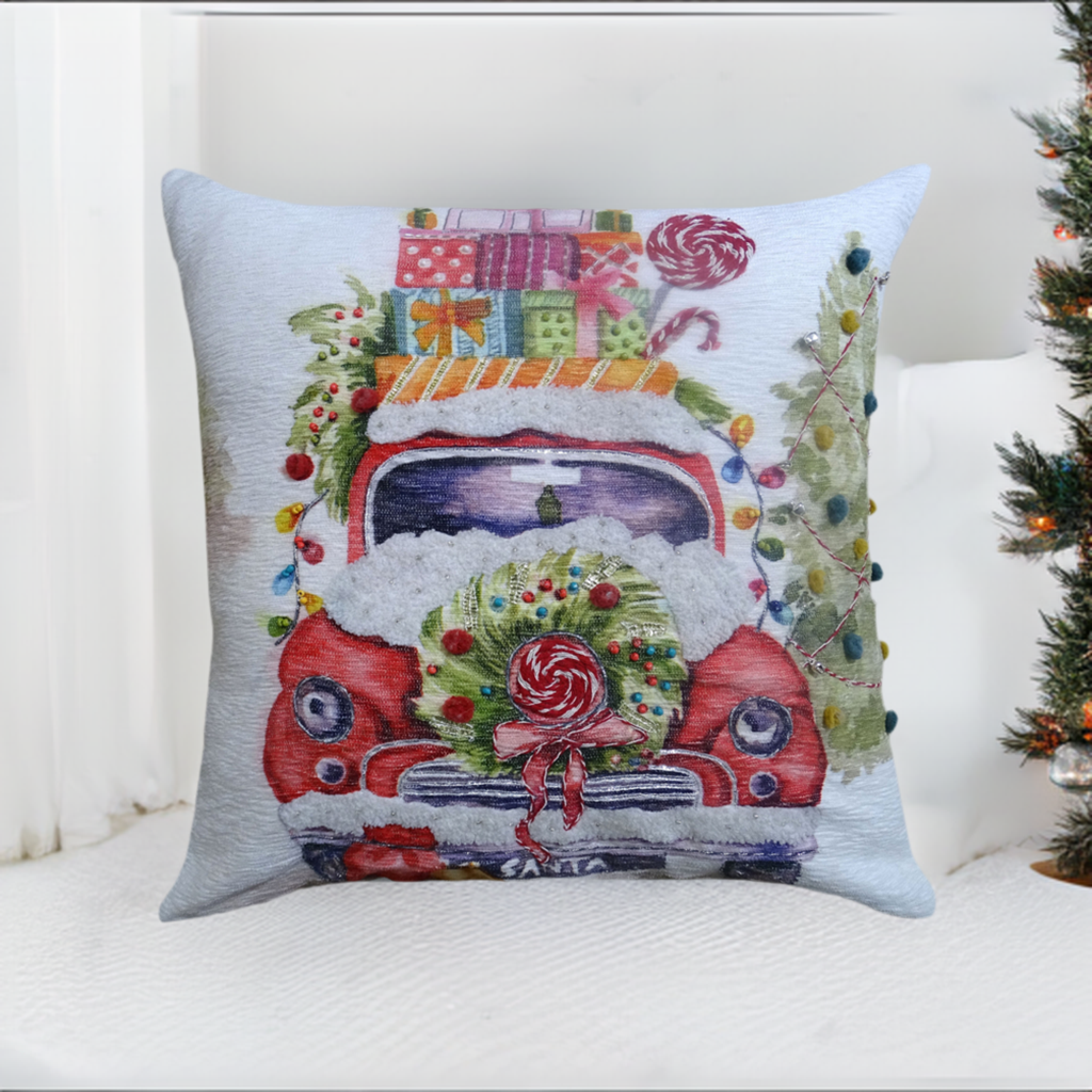 Christmas Embroidered Throw Pillow 20" x 20"