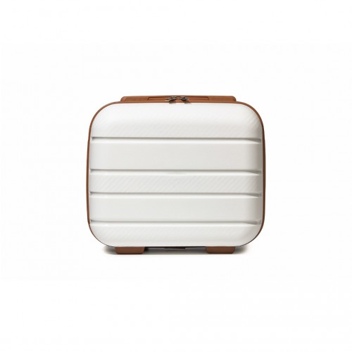K2091L - Kono 14 Inch Multi Texture Hard Shell PP Vanity Case - Classic Collection - Cream
