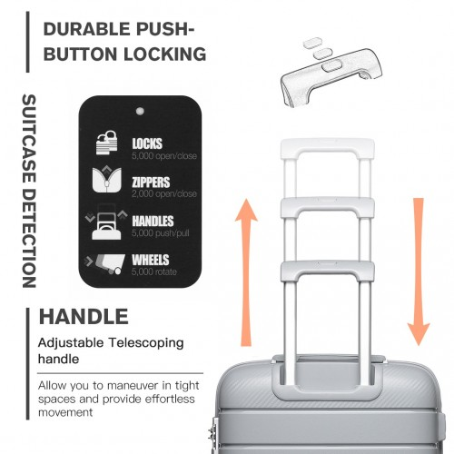 K2091L - Kono 20 Inch Multi Texture Hard Shell PP Suitcase - Classic Collection - Grey