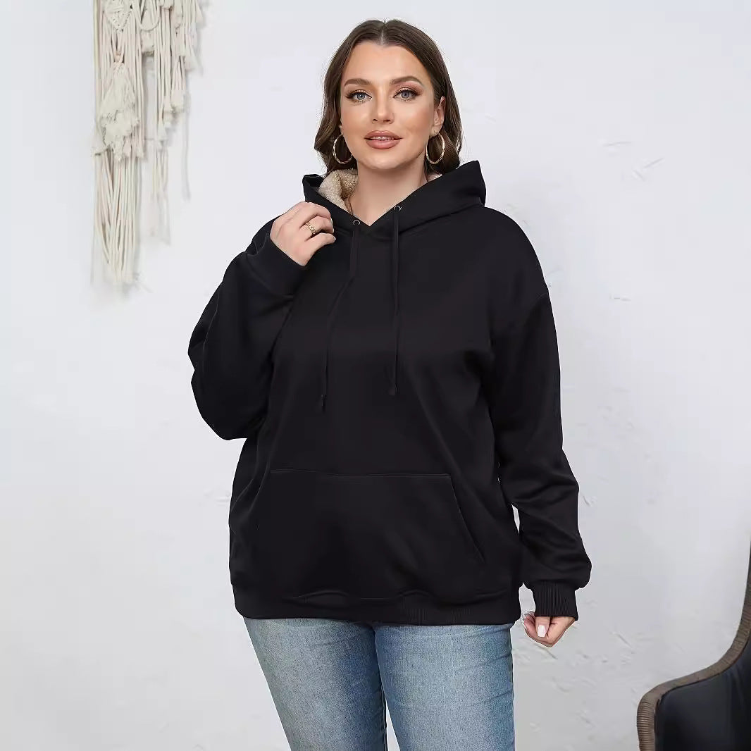 Fashionable All-match Women's Warm Pocket Hooded Sweater