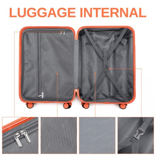 K2391L - British Traveller 28 Inch Durable Polycarbonate and ABS Hard Shell Suitcase With TSA Lock - Orange