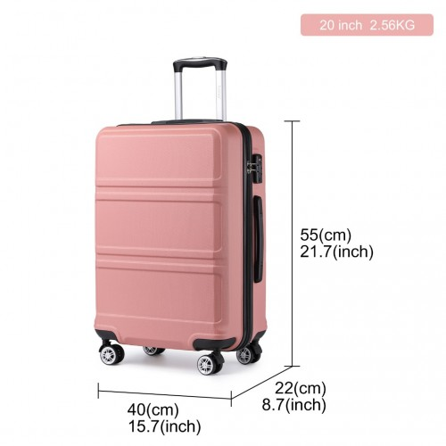 K1871-1L - Kono ABS Sculpted Horizontal Design 3 Piece Suitcase Set - Nude