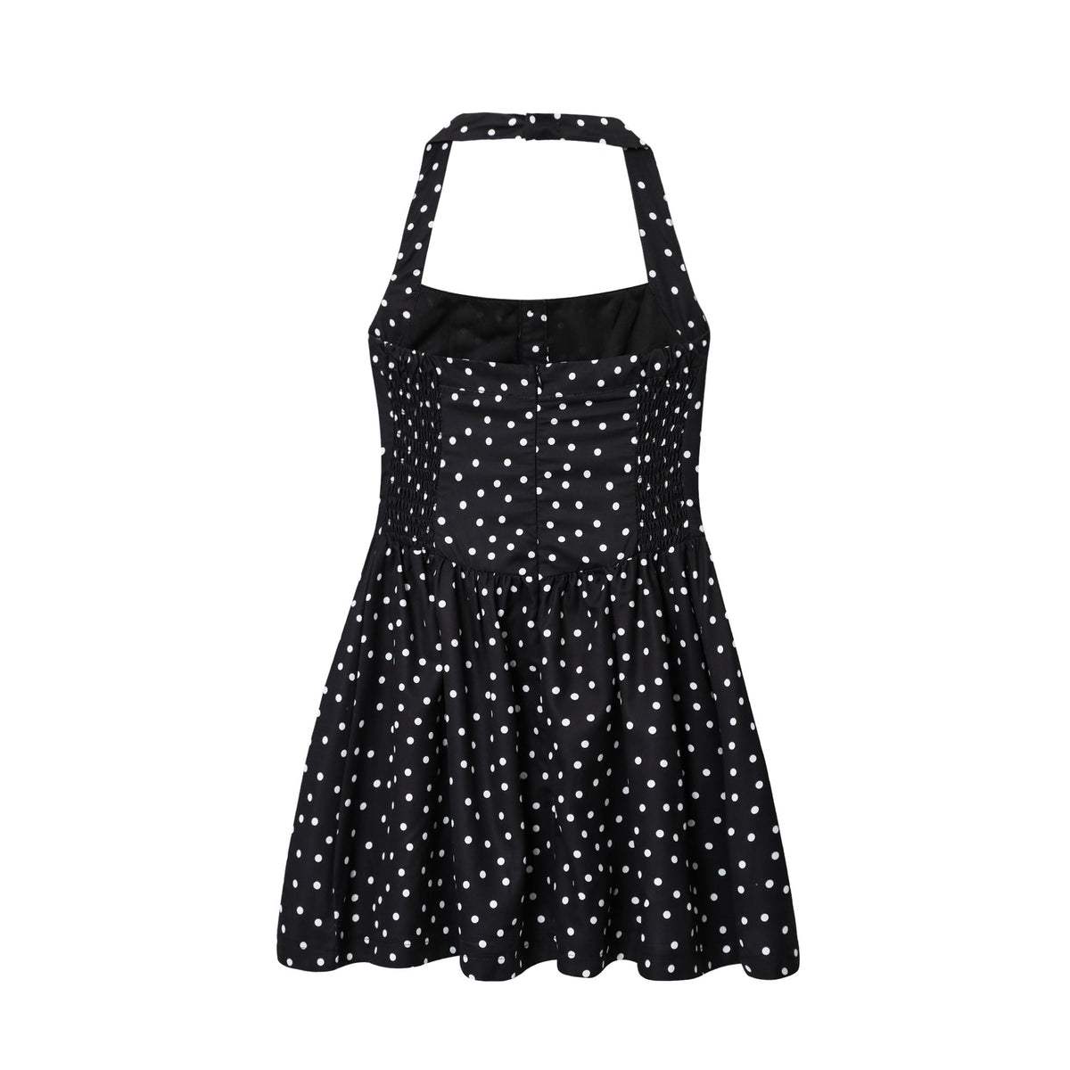 Summer Polka Dot Halter Backless Button Short Dress