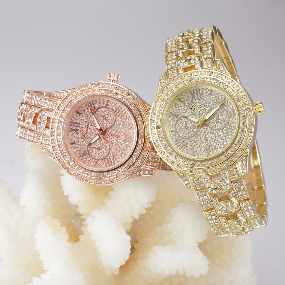 Fashion Trend Full Diamond Alloy Geneva Diamond Watch