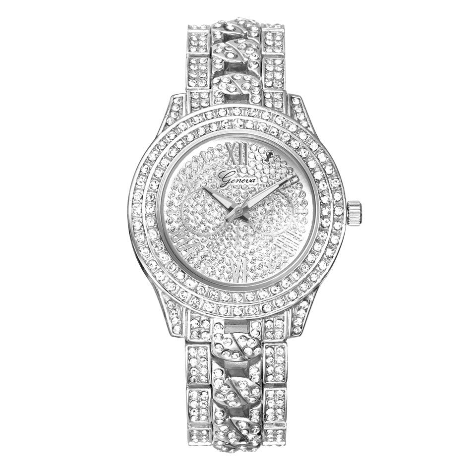 Fashion Trend Full Diamond Alloy Geneva Diamond Watch