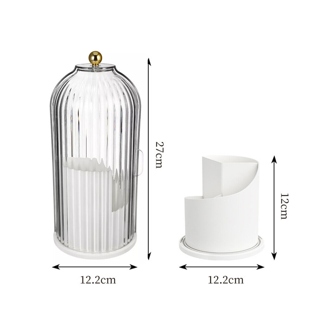 360° Rotating Makeup Brush Holder with Clear Lid Cosmetic Organiser Make-Up