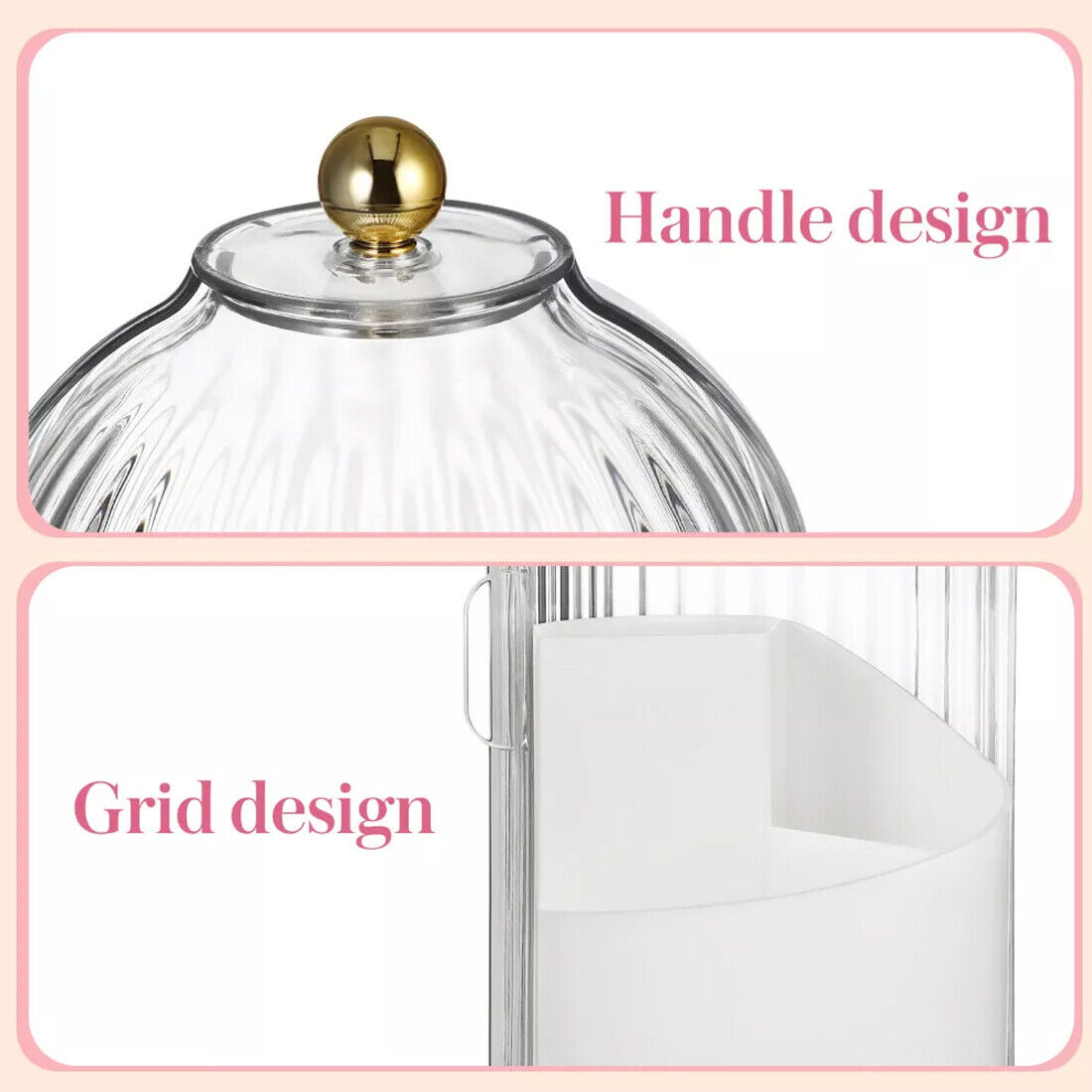 360° Rotating Makeup Brush Holder with Clear Lid Cosmetic Organiser Make-Up