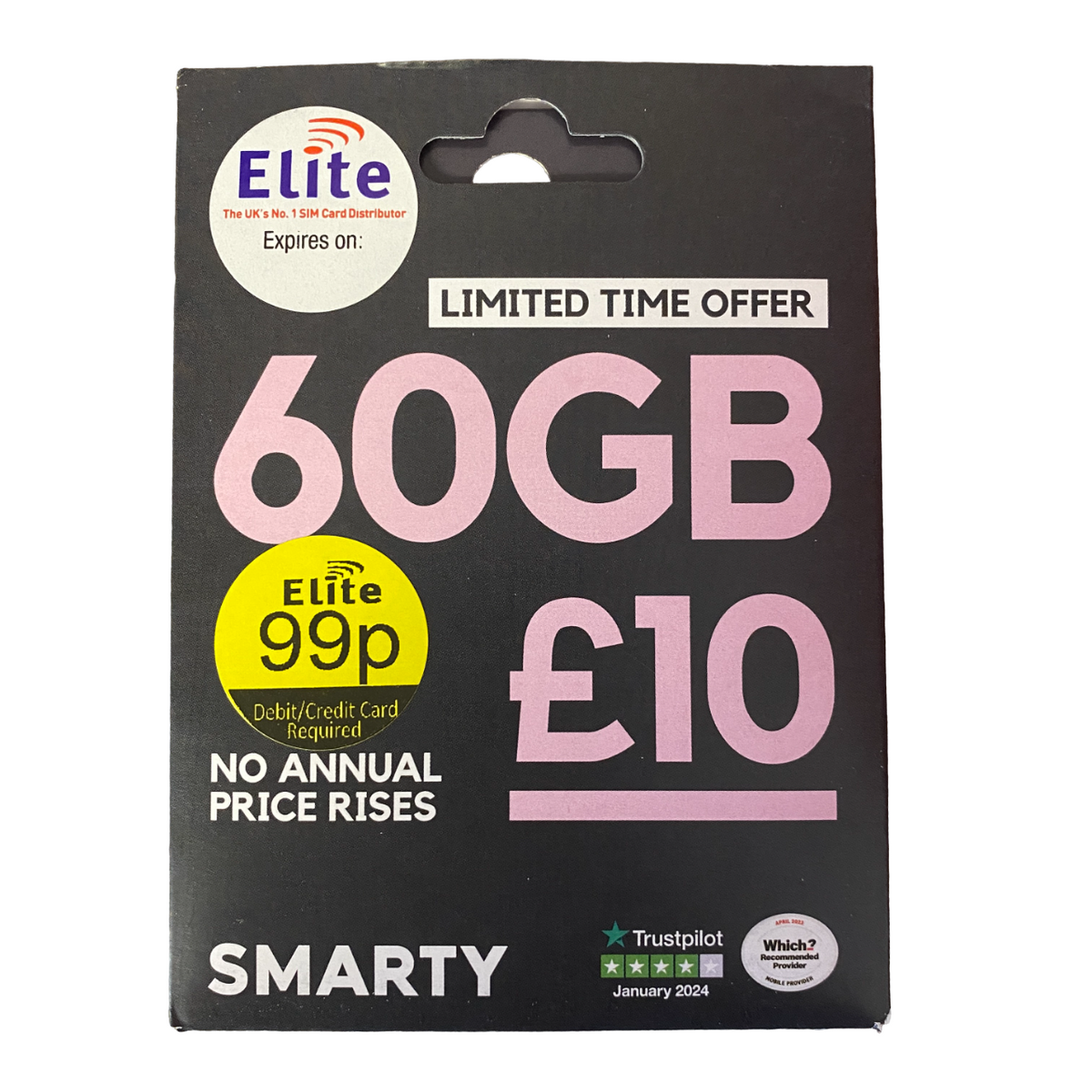 Smarty Pay As You Go Sim Card - £10
