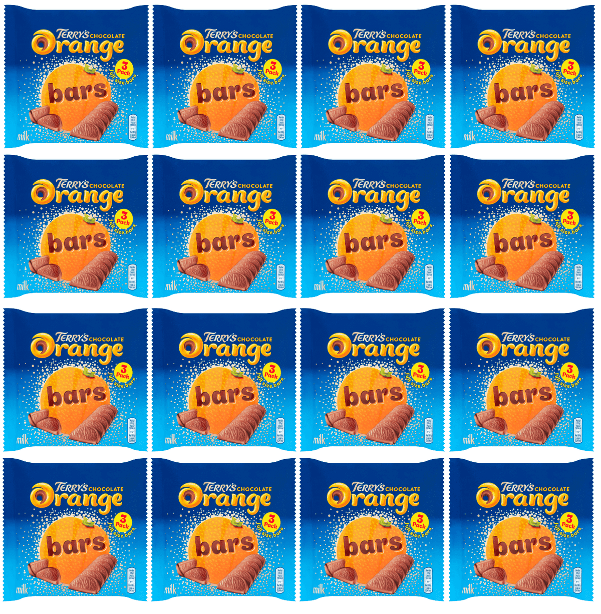 16 x Terrys Chocolate Orange Milchschokoladentafeln 3er-Pack 105g