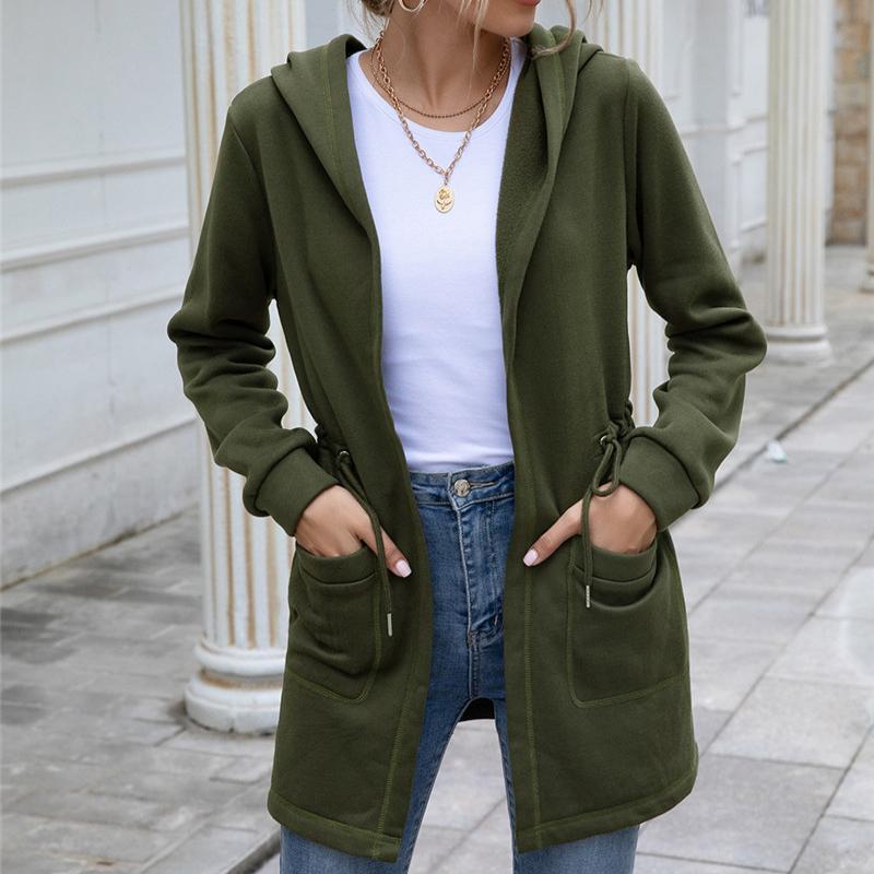 Mid-length hooded trench coat