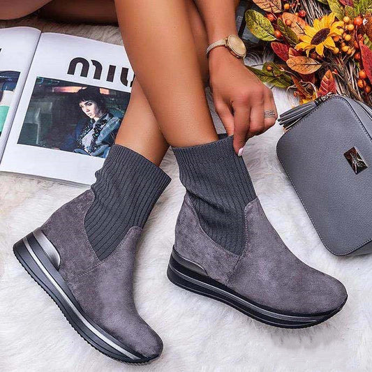 Women's Round-Toe Suede Ankle Boots