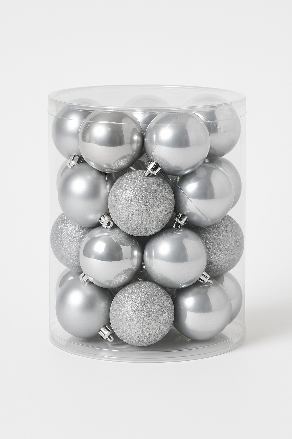 Silver Christmas Baubles 6cm – Pack of 20 | Shiny & Glitter Finish