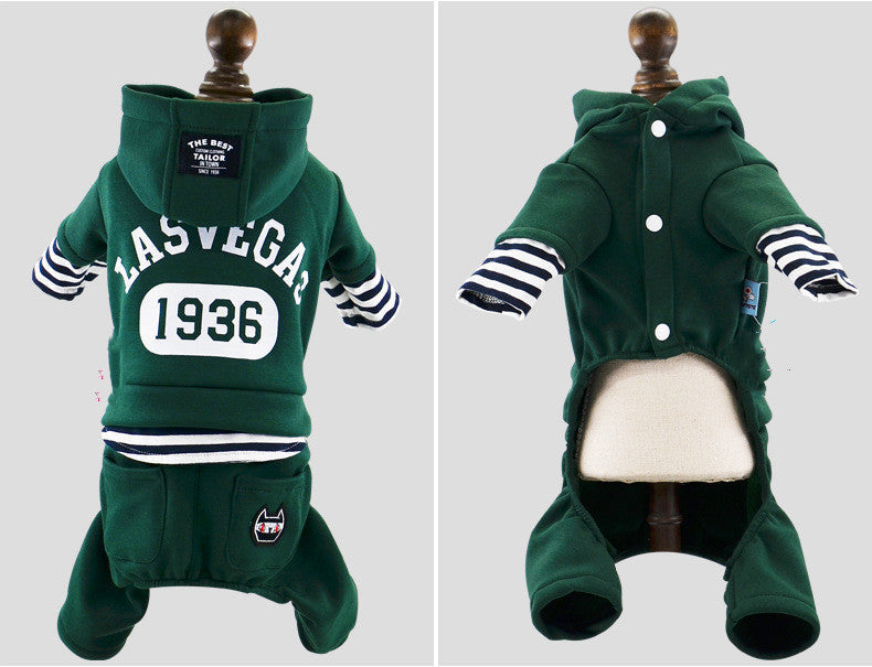 Dog Winter Thick Striped Fake Two-piece Suit