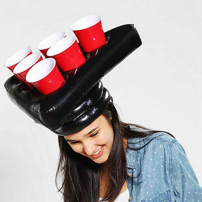 One Set Inflatable Ping Pong Cup Holder Hats Rings Toss Game Fun Lawn Toys Throwing Adult Kids Ferrule Tools With 2pcs Ball