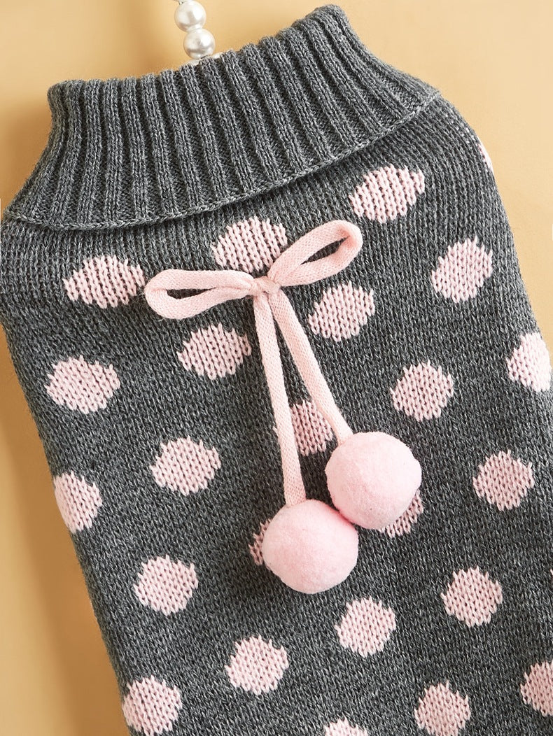 Polka Dot Dog Cat Lotus Leaf Skirt Sweater