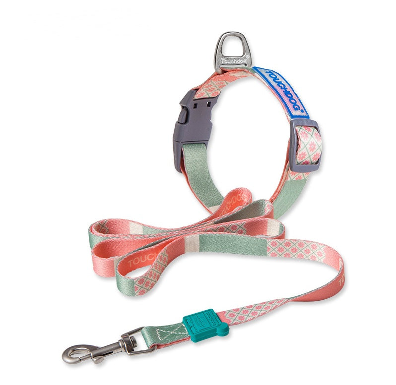 Touch dog it''s new heat transfer printing traction rope chest back collar dog rope walking dog artifact traction outdoor belt