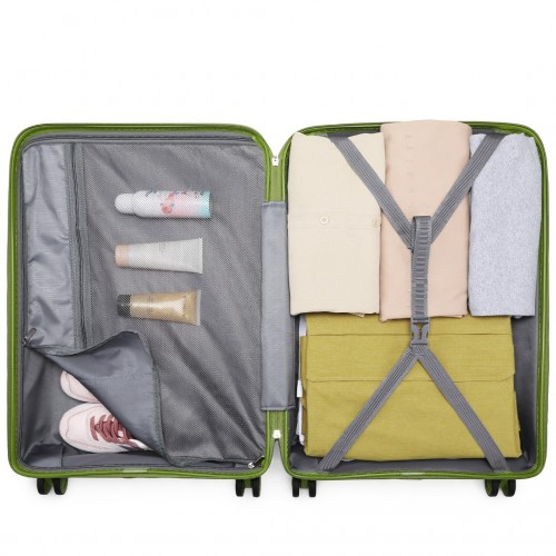 K2092L - Kono 24 Inch Bright Hard Shell PP Suitcase - Classic Collection - Green