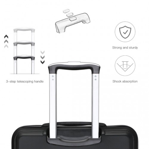 K1871-1L - Kono ABS 28 Inch Sculpted Horizontal Design Suitcase - Black