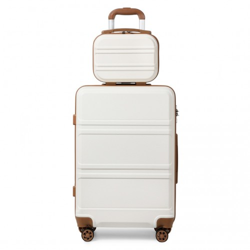 K1871-1L - Kono ABS 4 Wheel Suitcase Set with Vanity Case - Cream