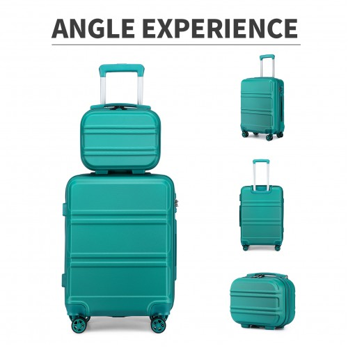 K1871-1L - Kono ABS 4 Wheel Suitcase Set with Vanity Case - Teal