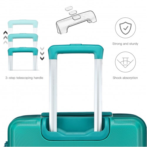 K1871-1L - Kono ABS 4 Wheel Suitcase Set with Vanity Case - Teal