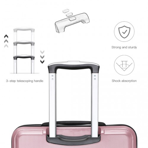 K1871-1L - Kono ABS 24 Inch Sculpted Horizontal Design Suitcase - Pink