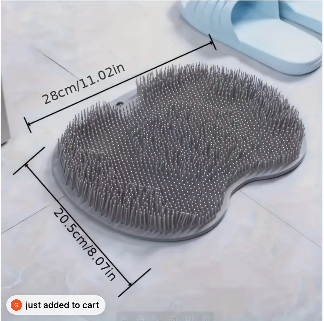 Silicone Foot and Back Massage Shower and Bath Mat GREY. NR22