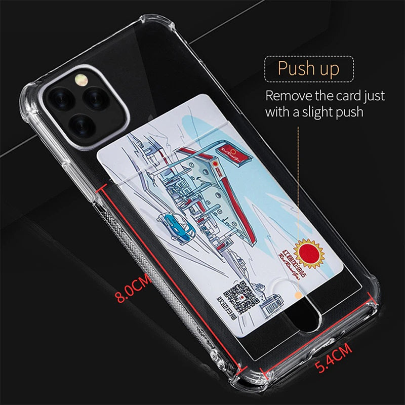 Soft TPU Clear Case With Card Slot - For iPhone 13