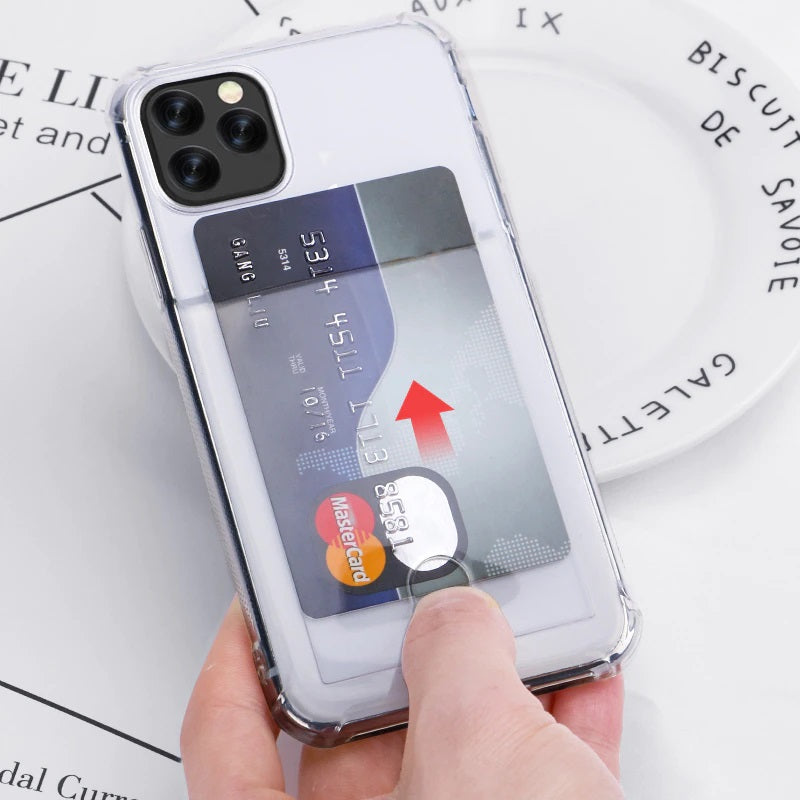 Soft TPU Clear Case With Card Slot - For iPhone 13