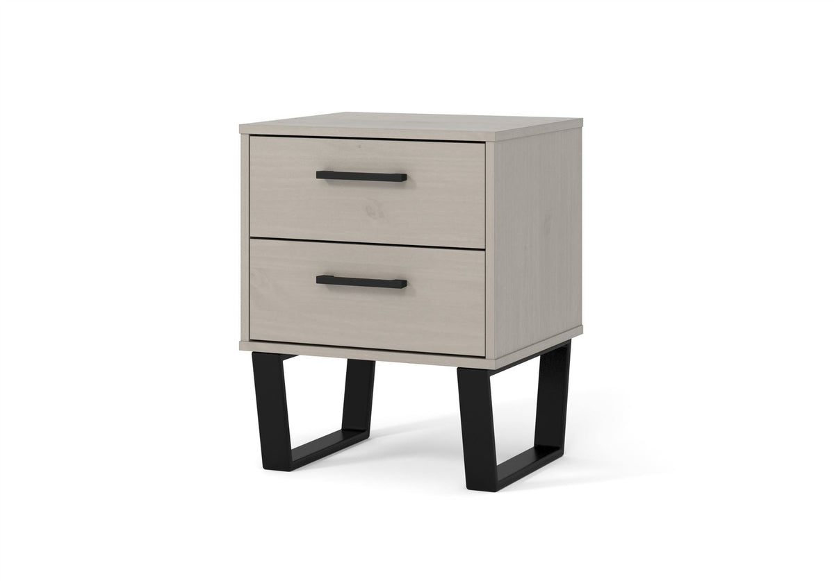 Texas Grey Waxed Pine 2 Drawer Bedside Cabinet