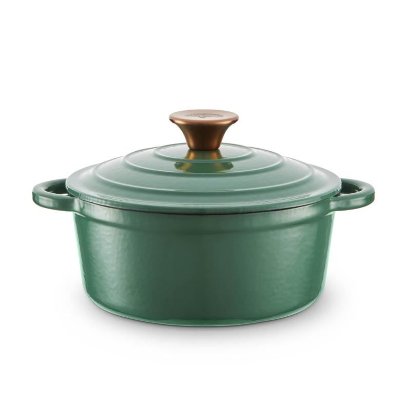 Tower Barbary & Oak Green 20cm Round Casserole Cast Iron Pan