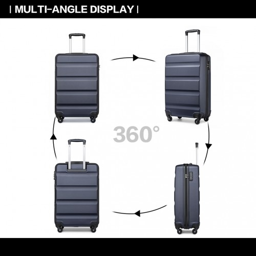 K2191L - Kono 19 Inch Cabin Size Carry On Suitcase - Streamlined Lightweight ABS Hardshell with Secure TSA Lock - Navy