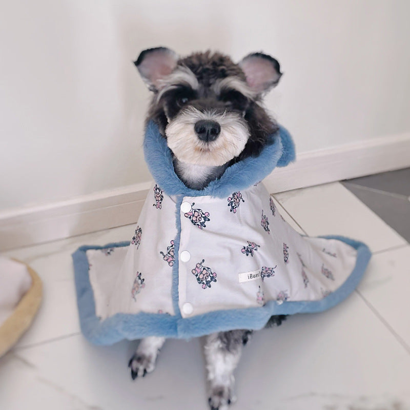 Pet Autumn And Winter Thick Warm Dehaired Angora Printed Cloak Small Blanket