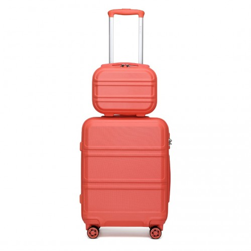 K1871-1L - Kono ABS 4 Wheel Suitcase Set with Vanity Case - Coral