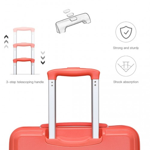 K1871-1L - Kono ABS 4 Wheel Suitcase Set with Vanity Case - Coral