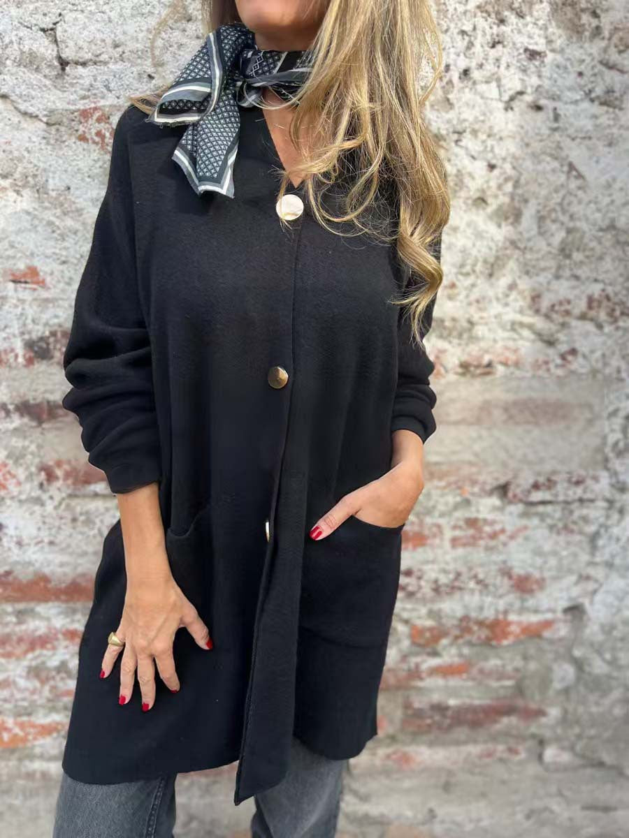 New Mid-length Solid Color Casual Single-breasted Cardigan Jacket