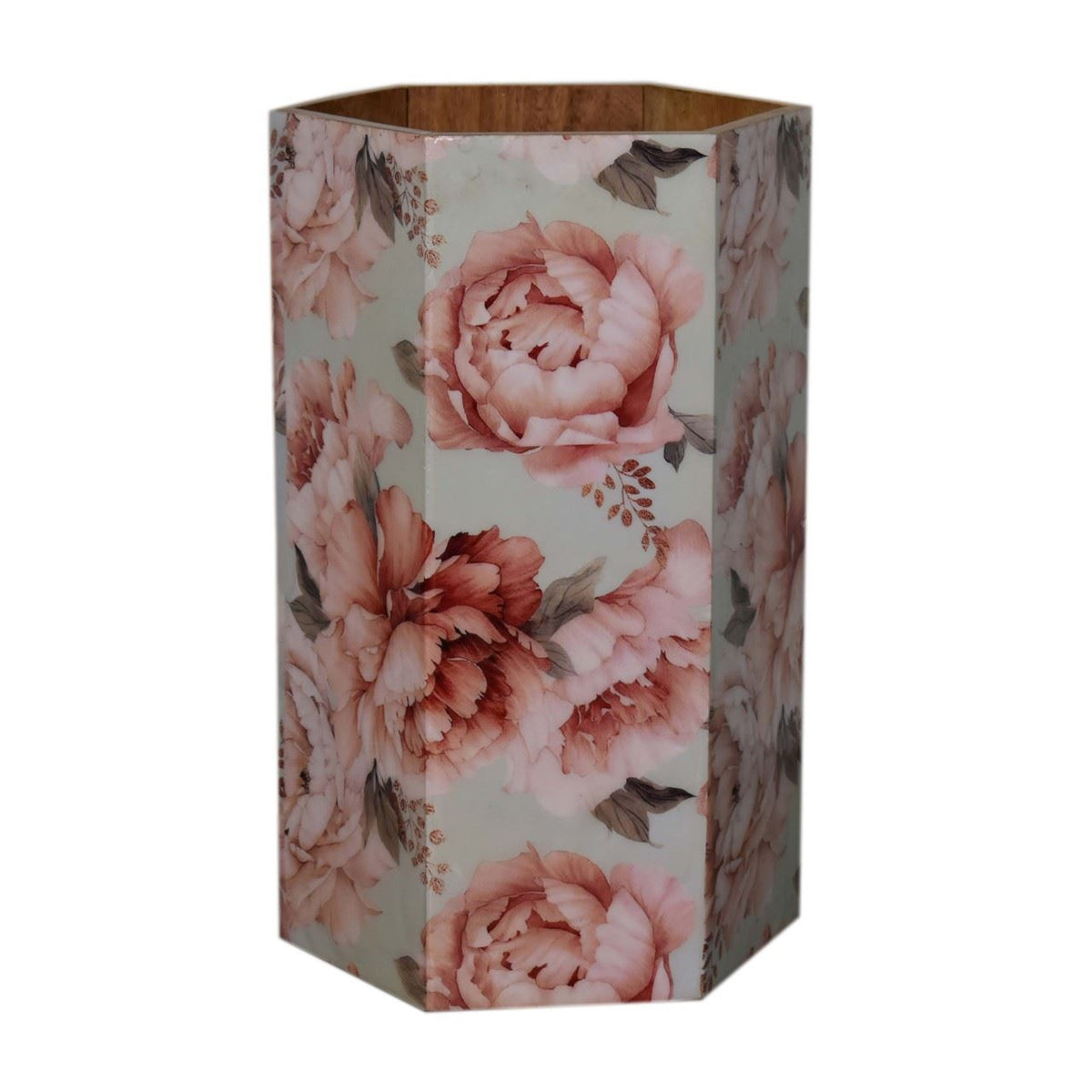 Artisan Hexagonal Pink Floral Umbrella Stand