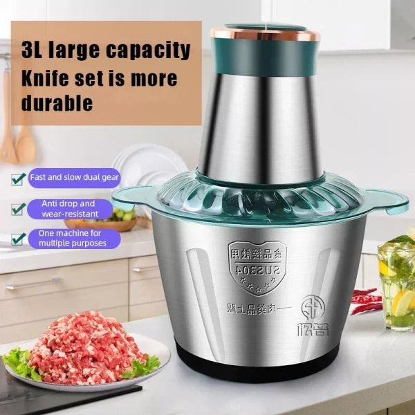 3L Electric Meat Grinder Powerful Food Chopper 250W Blender Processor Mixer