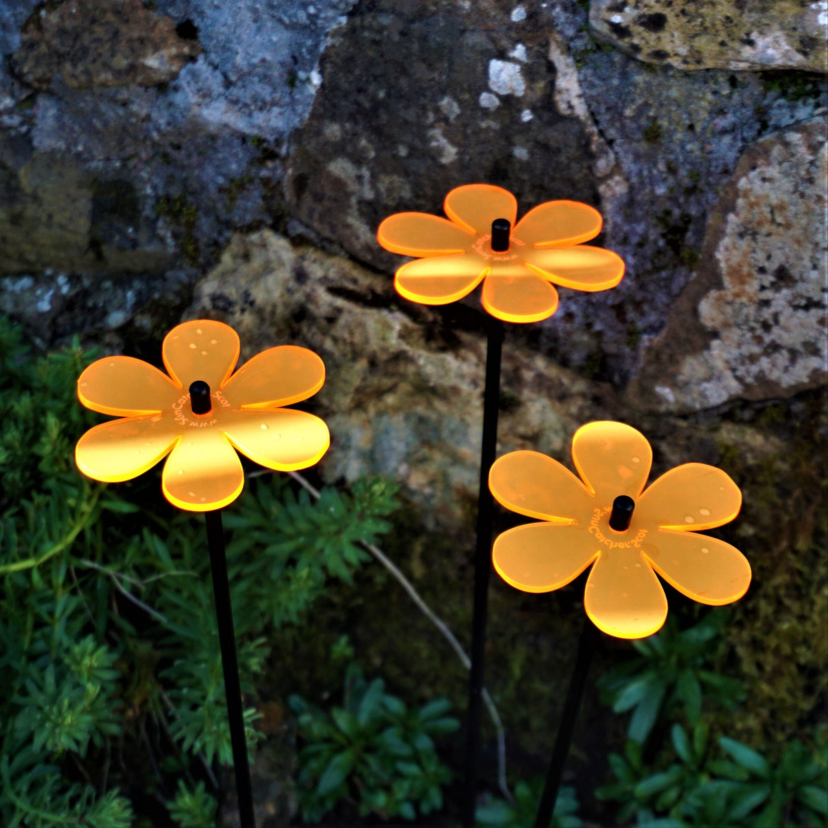 Garden Décor Ornaments Set of 3 'Daisies'
