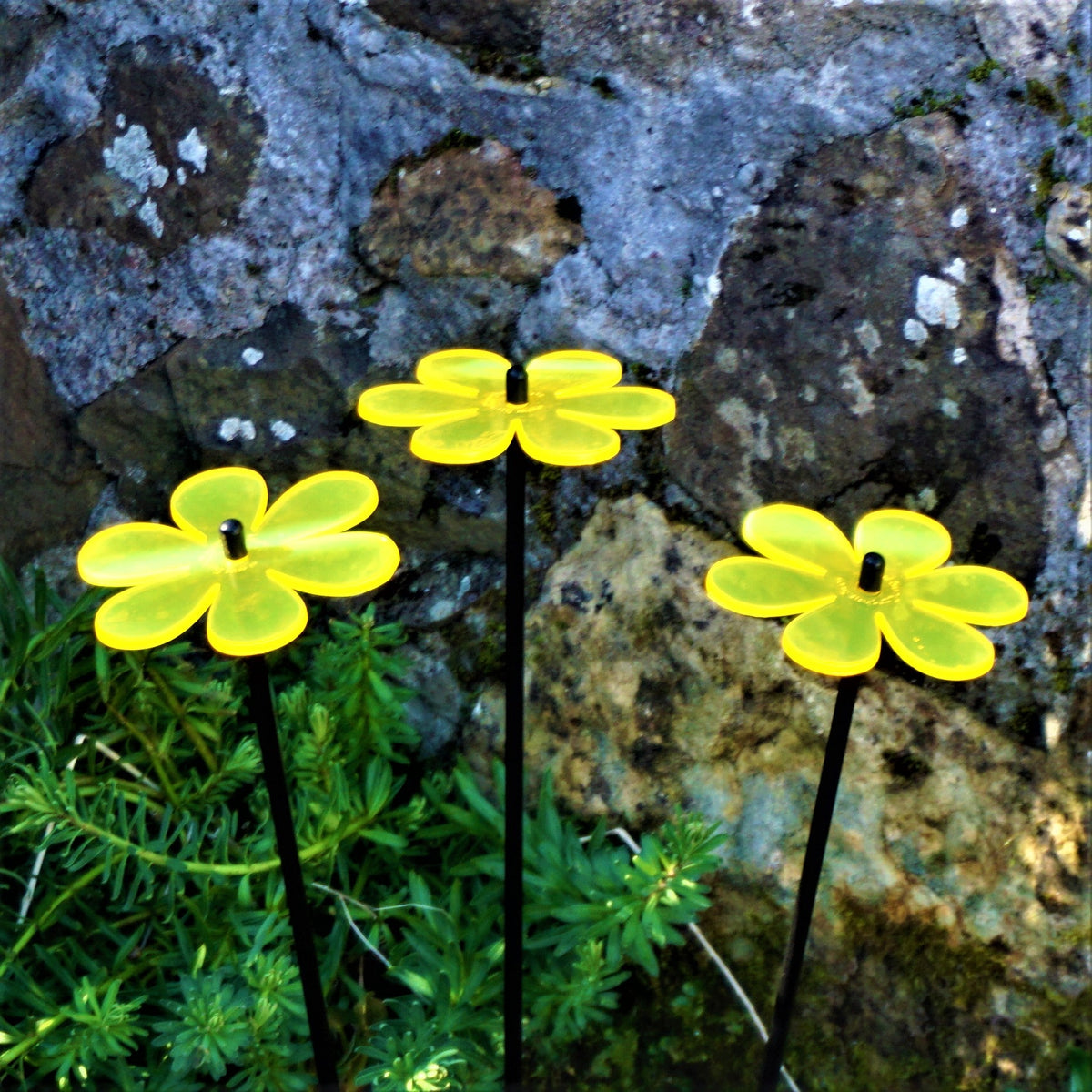 Garden Décor Ornaments Set of 3 'Daisies'