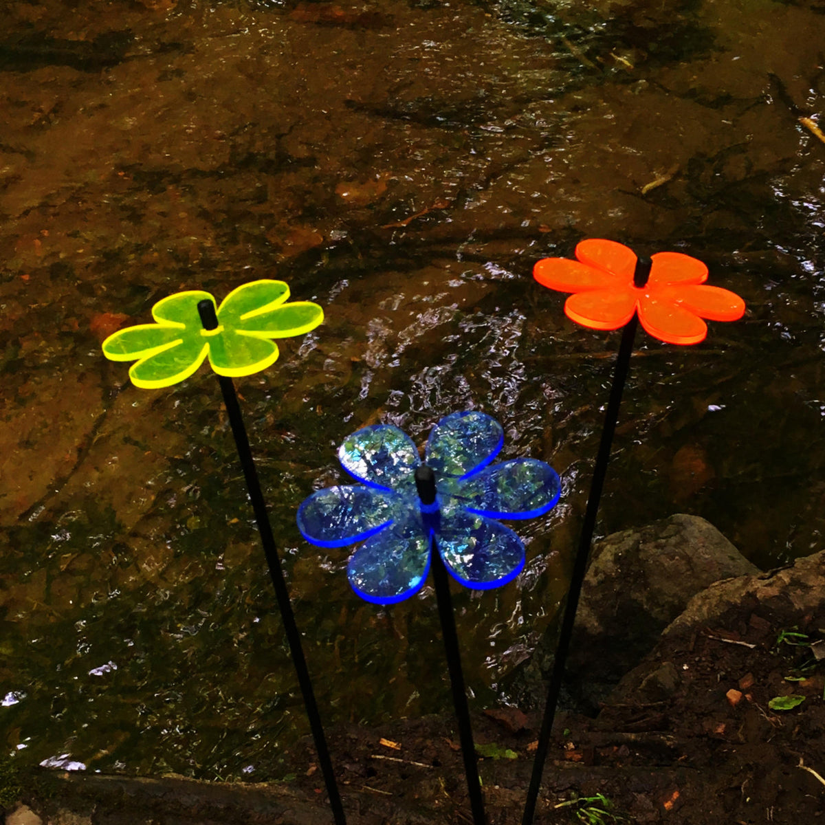 Garden Décor Ornaments Set of 3 'Daisies'