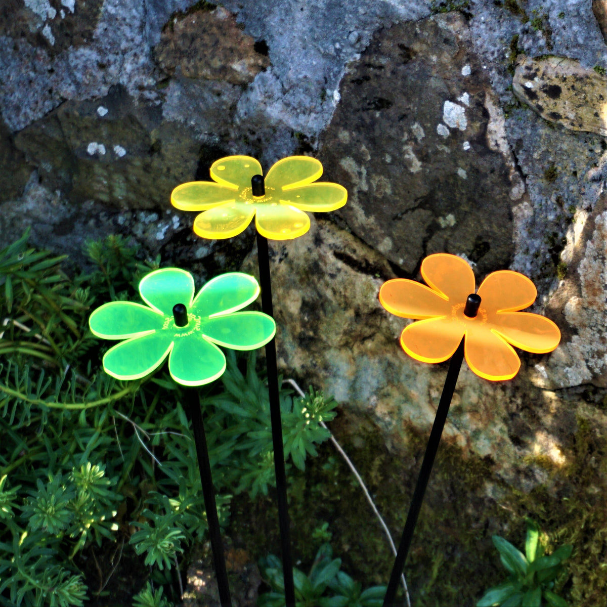 Garden Décor Ornaments Set of 3 'Daisies'