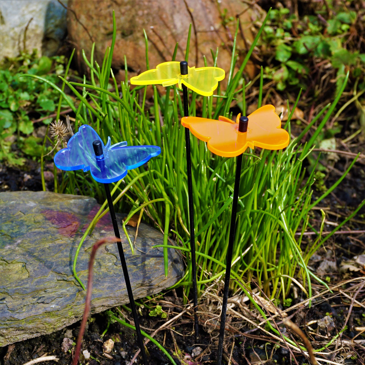 Small Garden Décor Ornaments Set of 3 'Gatekeeper Butterfly'
