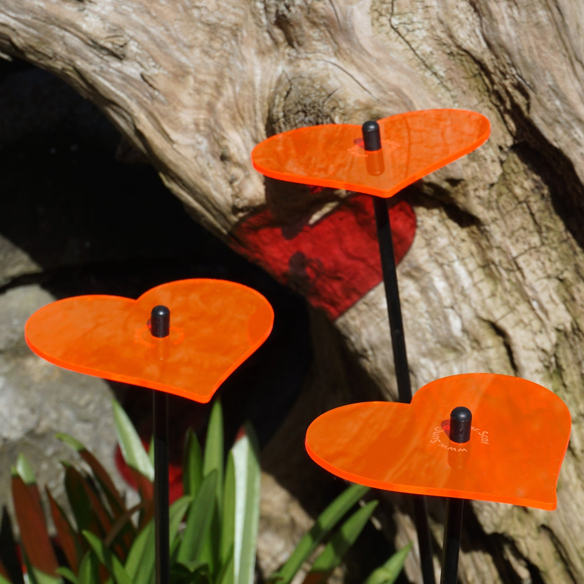 Garden Décor Ornaments Set of 3 'Hearts'