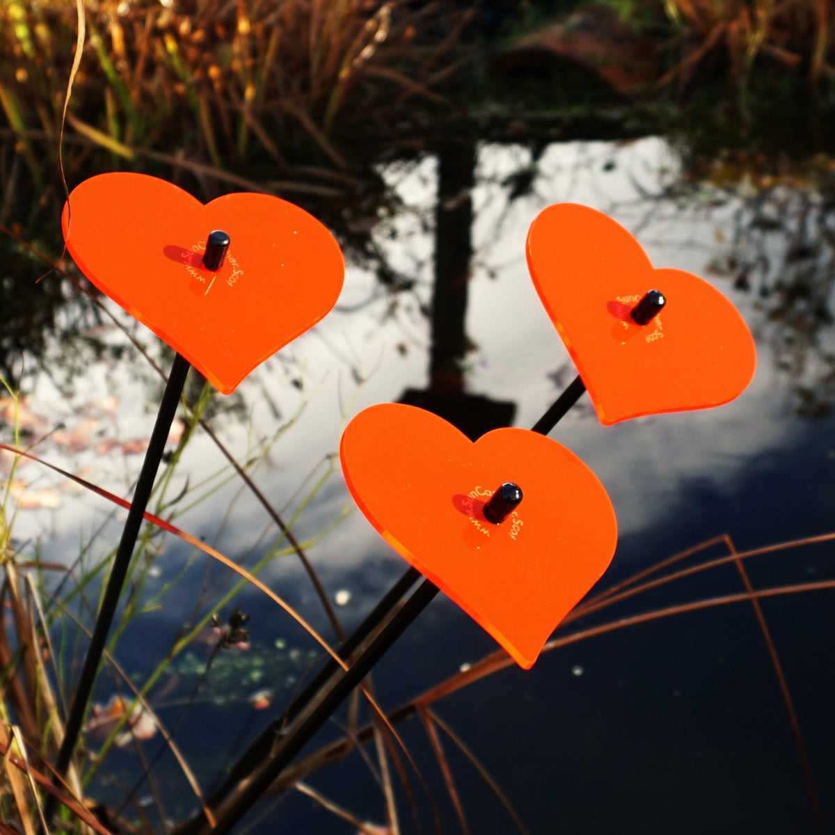 Garden Décor Ornaments Set of 3 'Hearts'